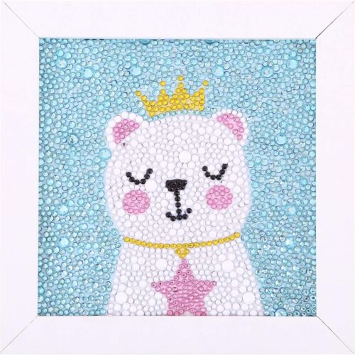 71AyZ4i6jGL._AC_SL1200_ Maydear Small and Easy DIY 5d Diamond Painting Kits with Frame for Beginner with White Frame for Kids (Wishing Bear) 6X6 inch