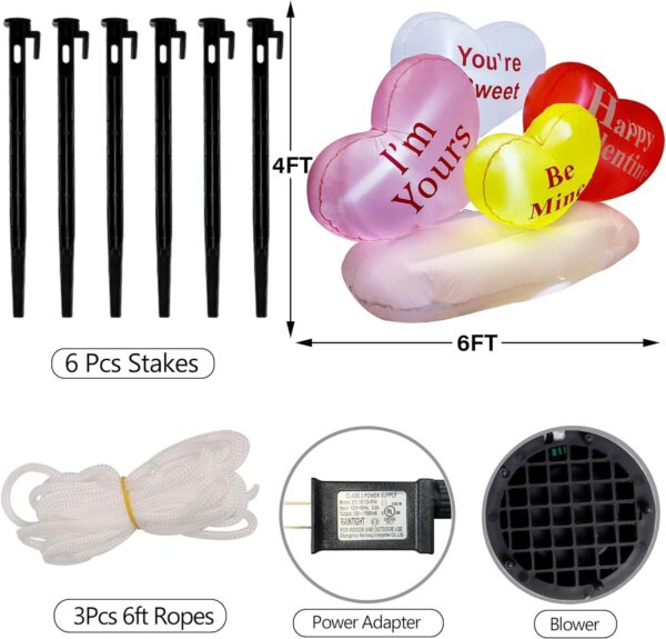yofit 6 FT Long Valentine's Day Inflatable Hearts, LED Lights Hearts Cloud Happy Valentine Blow up Decorations, Valentine Romantic Holiday Decor for Indoor Outdoor Anniversary Wedding Party 2