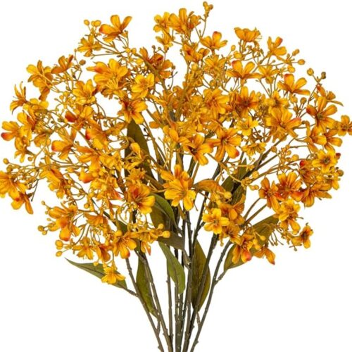 71ti6MJvEhL._AC_SX679_ 3 Bundles Artificial Fall Flowers Daphne Flowers 28" Long Stem Fake Vintage Fall Flowers Faux Autumn Flowers for Home Floral Arrangement Wedding Thanksgiving Party Table Centerpieces Decorations