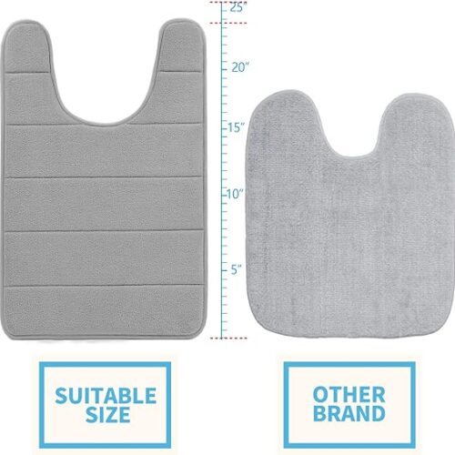 71wkQYlvq1L._AC_SX569_ Betus U-Shaped Contour Memory Foam Toilet Mat - Non-Slip Backing, Water Absorbent, Machine Washable, Super Cozy - Luxurious Velvet Comfort Washroom Rug - 16"x24" (Gray)