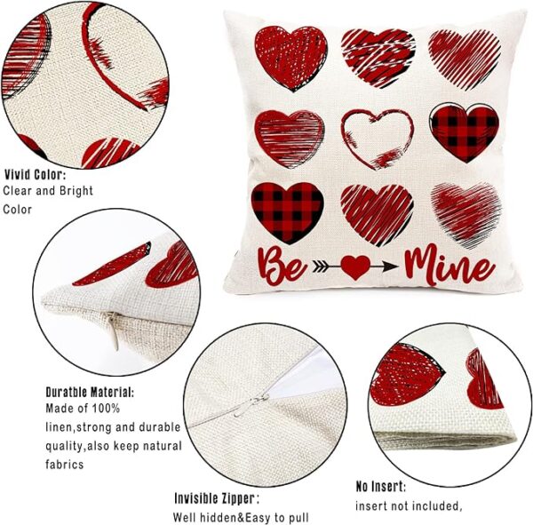 Hexagram Valentines Day Pillow Covers, Valentine Pillow Covers 18x18 Red Truck Buffalo Plaid Valentine's Day Throw Pillow Covers Set of 4 for Couch Sofa Living Room Outdoor Valentines Day Decorations 3