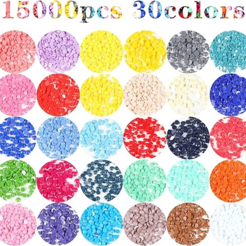 81RzohkrqIL._AC_SX679_ 15000PCS Diamond Painting Beads,Rhinestones,Diamond Painting Accessories kit,30 Color Round Drills with 30 Self-Seal Bags, Rhinestones for Makeup, Nails Crafts, Beads Art