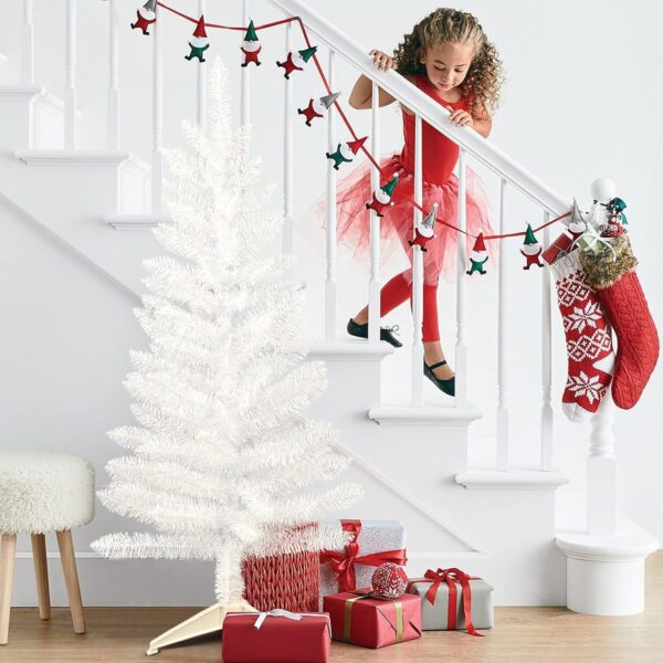 Christmas Tree, 4FT White Artificial Mini Christmas Tree Small Xmas Tree Decoration,Easy Assembly for Indoor and Outdoor 2