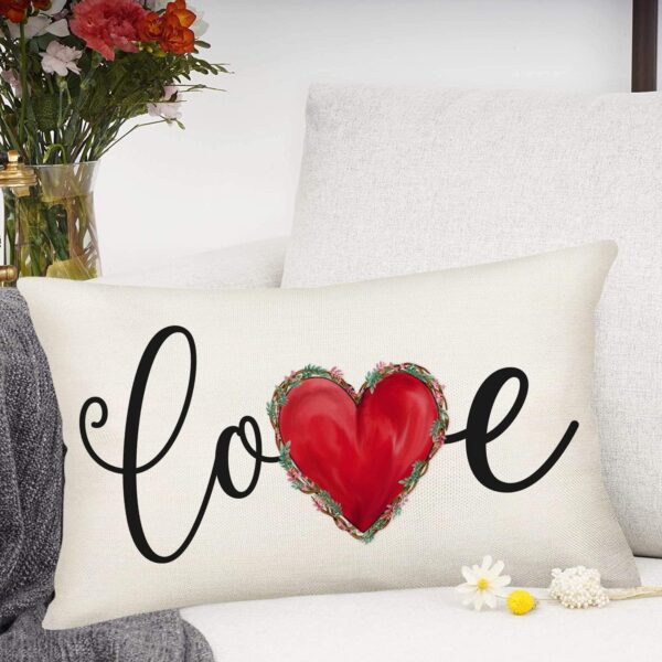 Throw Pillow Covers Rustic Farmhouse Style Sweet Sign Letters Pillow Cases Valentine’s Day Housewarming Family Lover Home Decorative Lumbar Pillow Covers 1