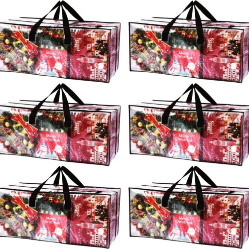 81oNwSAnm-L._AC_SL1500_ Clear Storage Bags with Zipper, 6 Pack Large Moving Bags Heavy Duty Extra Large, Plastic Storage Totes for Clothes, College dorm Packing Bags with Strong Handles, Christmas Decoration Storage