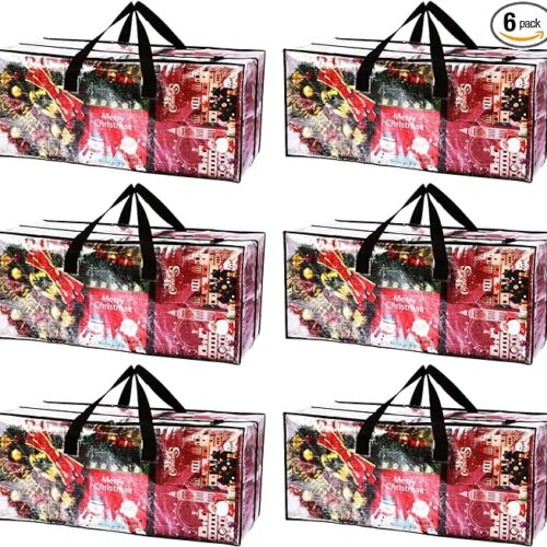 81oNwSAnm-L._AC_SX679_PIbundle-6,TopRight,0,0_SH20_ Clear Storage Bags with Zipper, 6 Pack Large Moving Bags Heavy Duty Extra Large, Plastic Storage Totes for Clothes, College dorm Packing Bags with Strong Handles, Christmas Decoration Storage