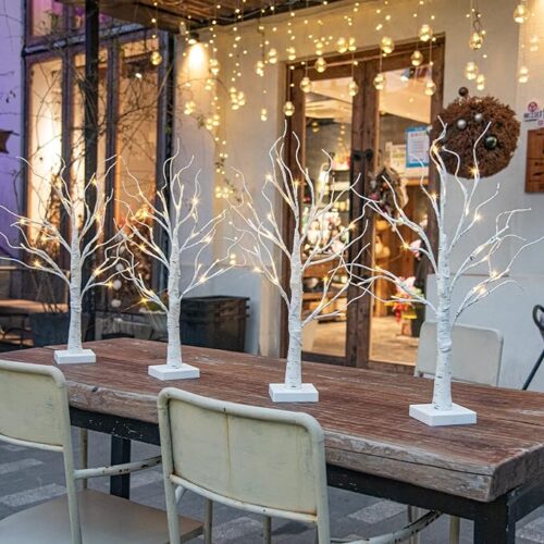 81ppUxlEYVL._AC_SX679_ EAMBRITE Home Decorations Light Up Tree Christmas Indoor,Set of 4, Battery Operated Lighted Tabletop Birch Bonsai Tree Led Lights Money Tree Wedding Room (2Ft)