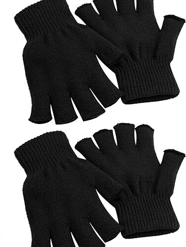 81qftZRwxhL._AC_SY550_ Cooraby 2 Pairs Unisex Warm Half Finger Gloves Winter Fingerless Gloves (L for Adults, M for Teens, S for Kids)