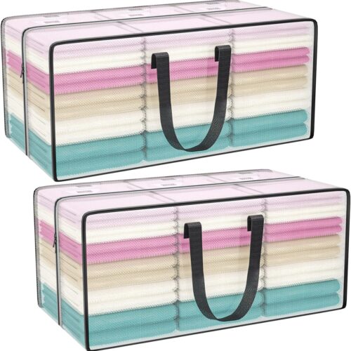 81t1JDAWv8L._AC_SL1500_ (1) Clear Storage Bags with Zipper, 2 Pack Large Moving Bags Heavy Duty Extra Large, Plastic Storage Totes for Clothes, College dorm Packing Bags with Strong Handles