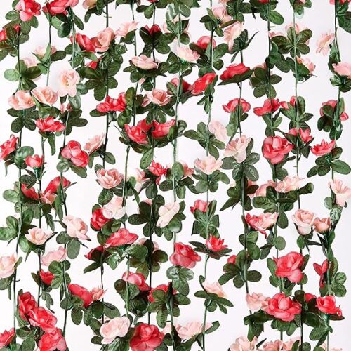 91GKZMHFvyL._AC_SX569_ MARTINE MALL Flower Garland Rose Vines, 5 Strands 41Ft Flowers Vines for Bedroom, Rose Flower Garland Decoration, Pink Rose Floral Garland for Room Table Birthday Wedding Party Garden Wall Decor