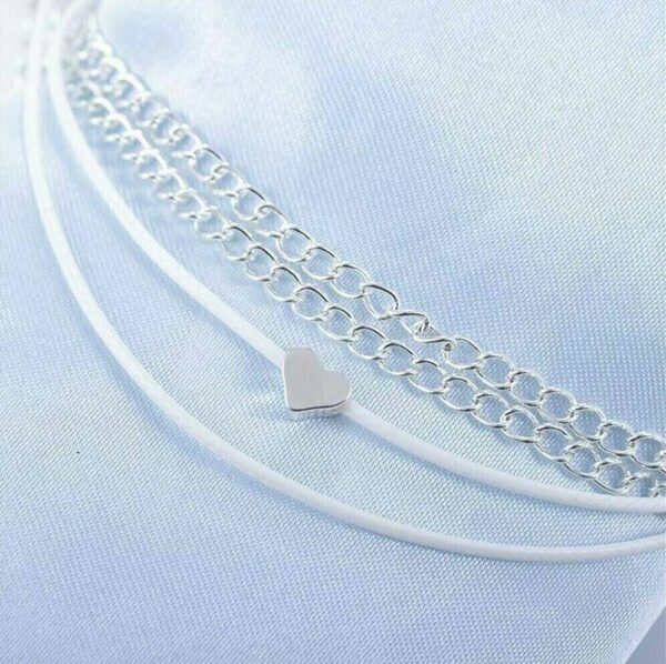 Fashion Love Heart Ankle Bracelet Foot Chain Silver White Women Anklet Gifts 1 Fashion Love Heart Ankle Bracelet Foot Chain Silver White Women Anklet Gifts