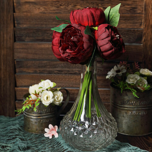 10-Inch tall Silk Artificial Peony Flowers Bouquet Wedding Home Centerpieces