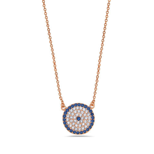d688252b-c180-53d8-ba71-b64604badaaf Sterling Silver Evil Eye Hamsa White Blue CZ Pendant Necklace