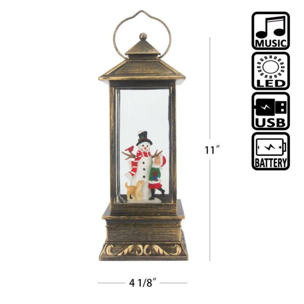 Snowman Child Christmas Musical Snow Globe Battery Operated LED Lighted Lantern 2