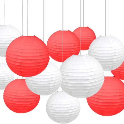 s-l1600 (1) Red White Valentines Day Paper Lantern Wedding Proposal Festival Venue Decor LOT