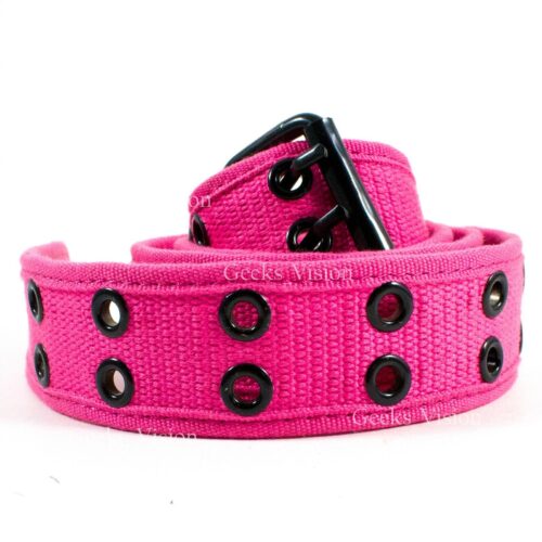 NEW Unisex 100% Cotton Canvas Belt Double Grommet Hole For Men Women Buckle Jean