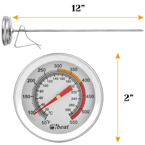 12" Deep Fryer Thermometer Turkey Stainless Steel Commercial Kitchen Accessories