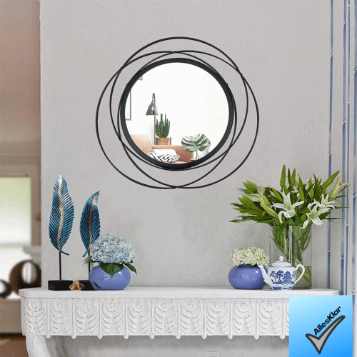 s-l1600 (100) 14'' Black Circle Mirror Wall Decor Wire Metal Mirror round Mirror Home Decor