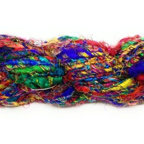 s-l1600 (12) Fair Trade Recycled Silk Sari Yarn 100 gram Skein MULTI COLORED