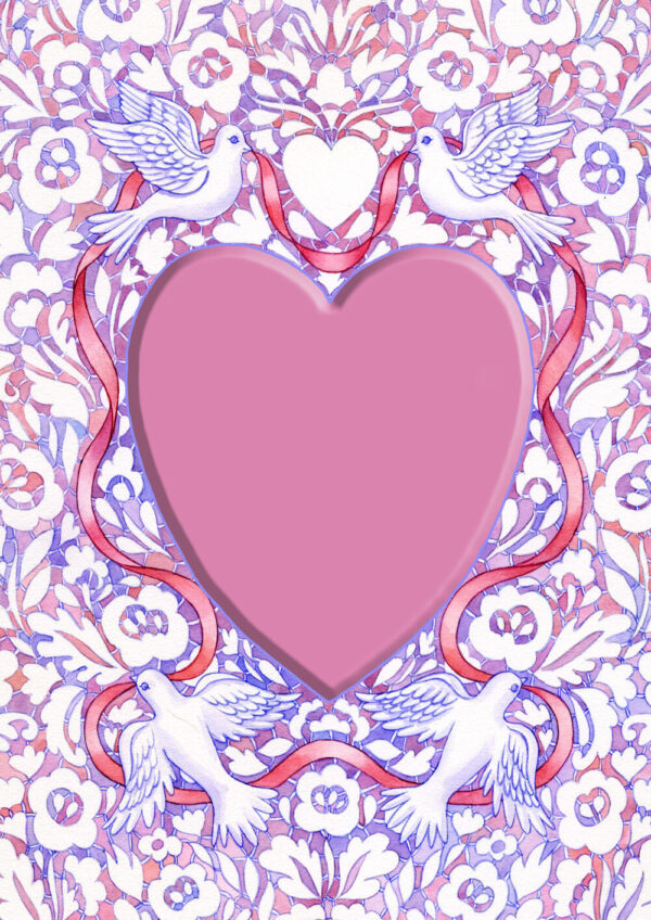 Toland Dove Love 28x40 Valentine Heart Pink Ribbon Flower House Flag 3