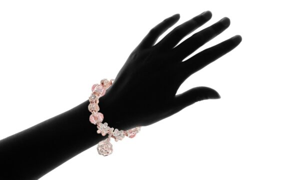 18K Rose Gold Plated Flower Crystal CZ Charm Bracelet Made with Swarovski 2