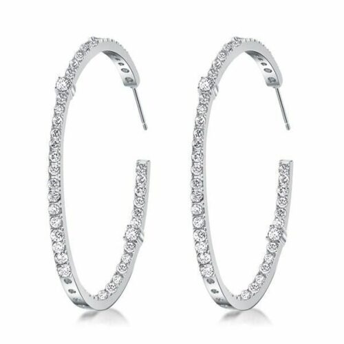 s-l1600 (14) 925 Sterling Silver Plated CZ Round Cut 30MM Hoop Earrings For Women