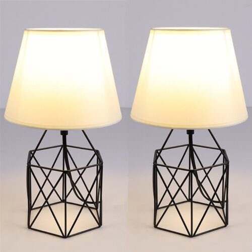 s-l1600 (15) Modern Set of 2 Bedside Table Lamps Desk Lamp Gray Nightstand Light Bedroom