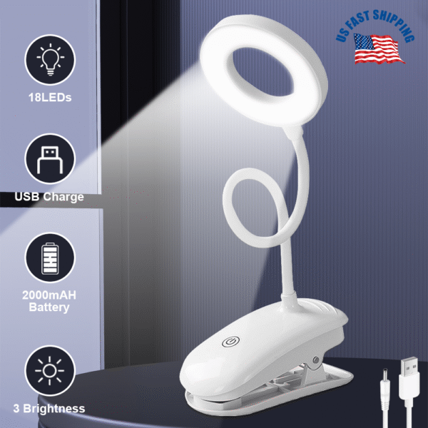 Clip On Desk Lamp LED Flexible Arm USB Dimmable Study Reading Table Night Light 1