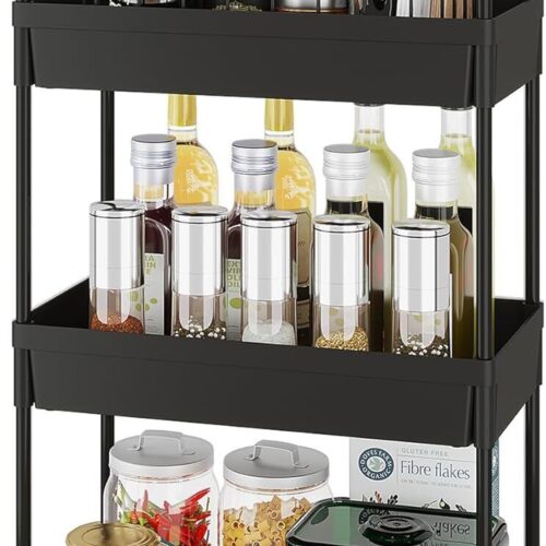 Rolling Storage Cart 3 Tier Organizer Mobile Shelving Unit Storage Rolling Cart