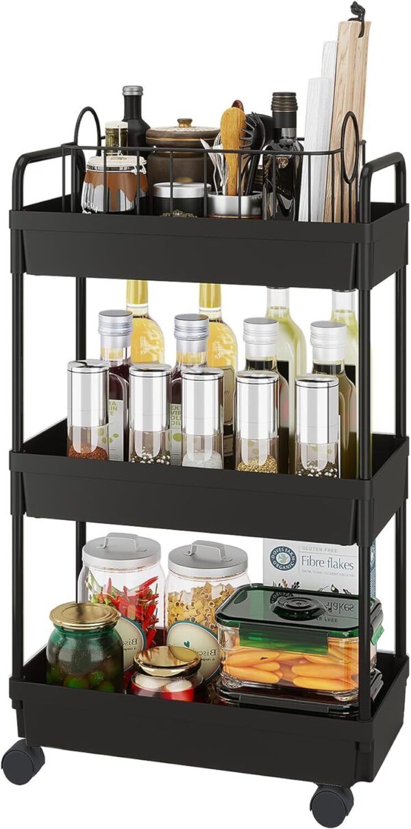 Rolling Storage Cart 3 Tier Organizer Mobile Shelving Unit Storage Rolling Cart 1