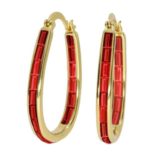 s-l1600 - 2024-01-03T151758.686 18k Gold Plated Red Emerald Cut Crystal Inside Out Hoop Earrings For Women