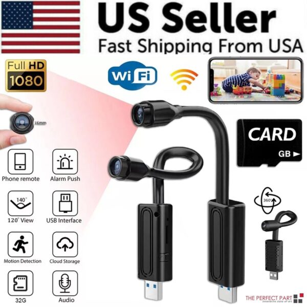 Mini Wireless Hidden Spy Camera WiFi IP Cam Home Security Night Vision HD 1080P 1