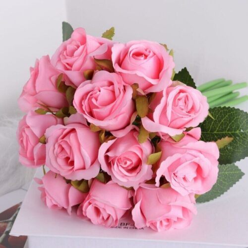 s-l1600 - 2024-01-10T093710.022 12 Head Silk Rose Flowers Floral Bridal Wedding Bouquet Home Party Decor
