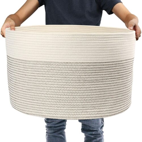 s-l1600 - 2024-01-10T100537.980 Woven Storage Basket 13''x21'' Cotton Rope Organizer Baby Toy Laundry