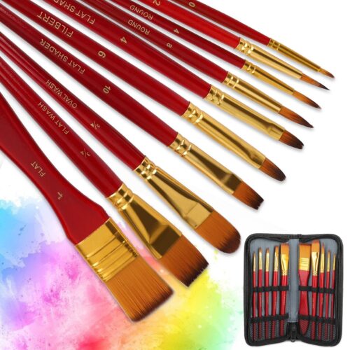 s-l1600 - 2024-01-10T114719.767 0Pcs Artist Nylon Paint Brushes Set for Oil Watercolor Acrylic Craft Art W/Case