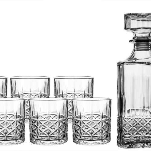 s-l1600 - 2024-01-10T120023.851 Fifth Avenue Highland Whiskey Decanter and 6 Matching Glasses