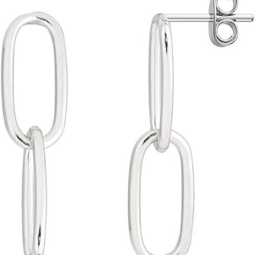 s-l1600 - 2024-01-11T090030.499 925 Sterling Silver 2 Row Paperclip Chain Link Dangle Drop Earrings For Women