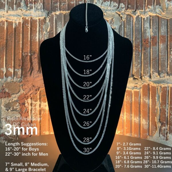 Real 925 Sterling Silver Mens Diamond Cut Curb Cuban Chain Bracelet or Necklace 2