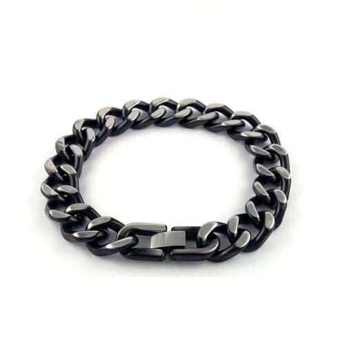 s-l1600 - 2024-01-12T102806.620 Men's Stainless Steel Black Heavy Thick Link Cuban Curb Chain Bracelet 8.5"