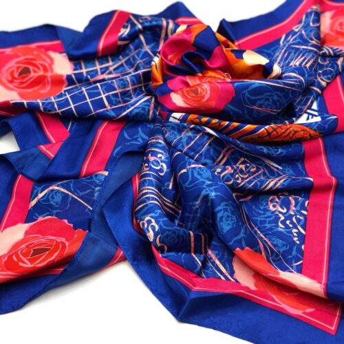 s-l1600 - 2024-01-13T095808.162 New in Box! Lancome Paris Rose Flower Print Square Scarf ~ Size 35" x 35"
