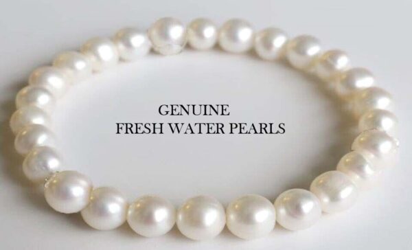 White Genuine Fresh Water pearl Stretch Bracelet for Women 3
