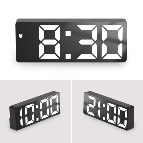 Digital Alarm Clock LED Mirror LCD Display USB Snooze Temperature Table Clocks