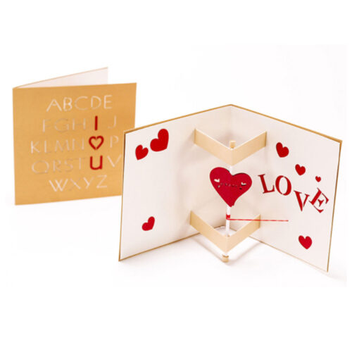 3D Pop Up Greeting Card Handmade Wedding Valentine Birthday Heart Rotation