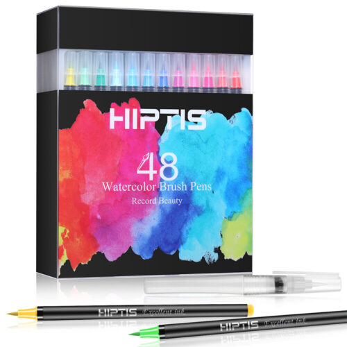 s-l1600 (21) 48 Colors Tips Soft Brush Drawing Pens Watercolor Art Markers Set for Coloring