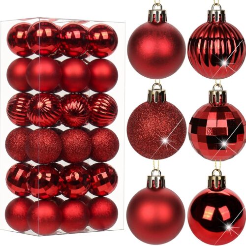 36Pcs Christmas Balls Shatterproof Xmas Tree Ornaments Hanging Balls Decor