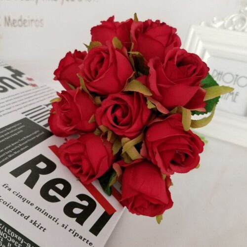 s-l1600 (25) 12 Head Silk Rose Flowers Floral Bridal Wedding Bouquet Home Party Decor