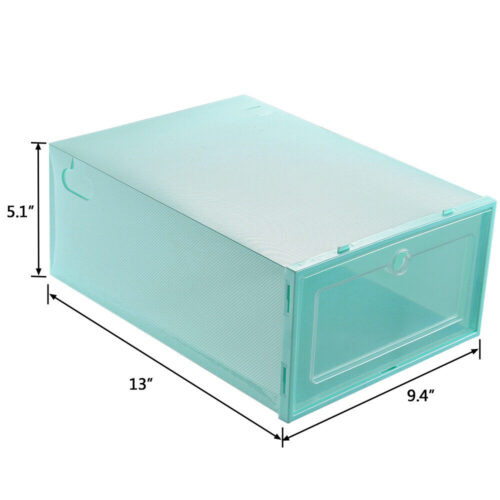 12Pcs Foldable Plastic Transparent Shoe Box Storage Stackable Organizer Case Set