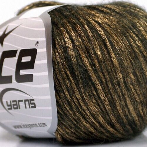 Ice ROCK STAR Yarn GOLD BLACK SOFT & SHINY Merino Wool Blend + METALLIC #51550