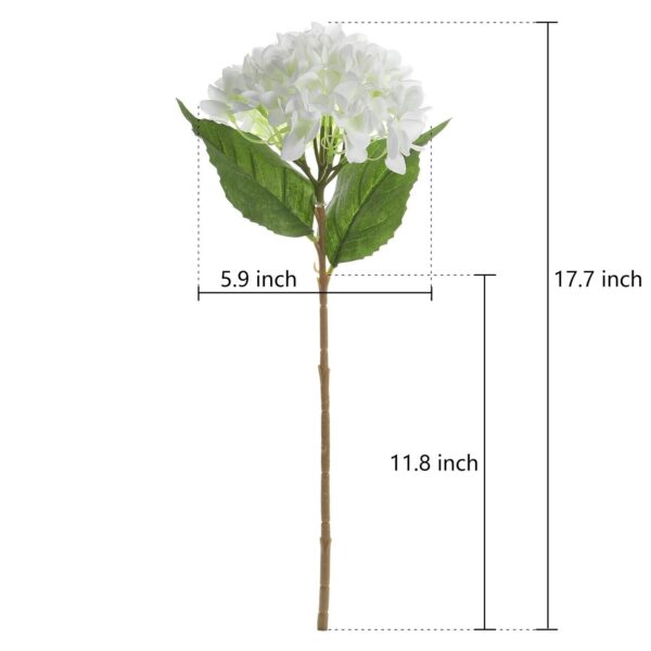 EZFLOWERY 5 Pcs Artificial Silk Hydrangea Flowers 18'' Bouquet Arrangement White 3