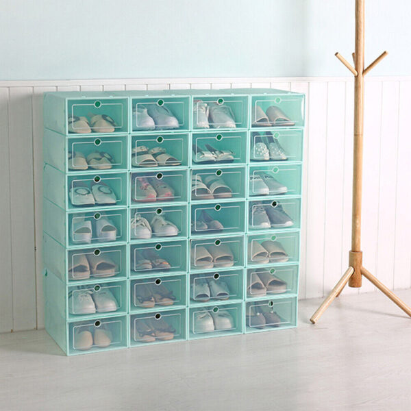 12Pcs Foldable Plastic Transparent Shoe Box Storage Stackable Organizer Case Set 2